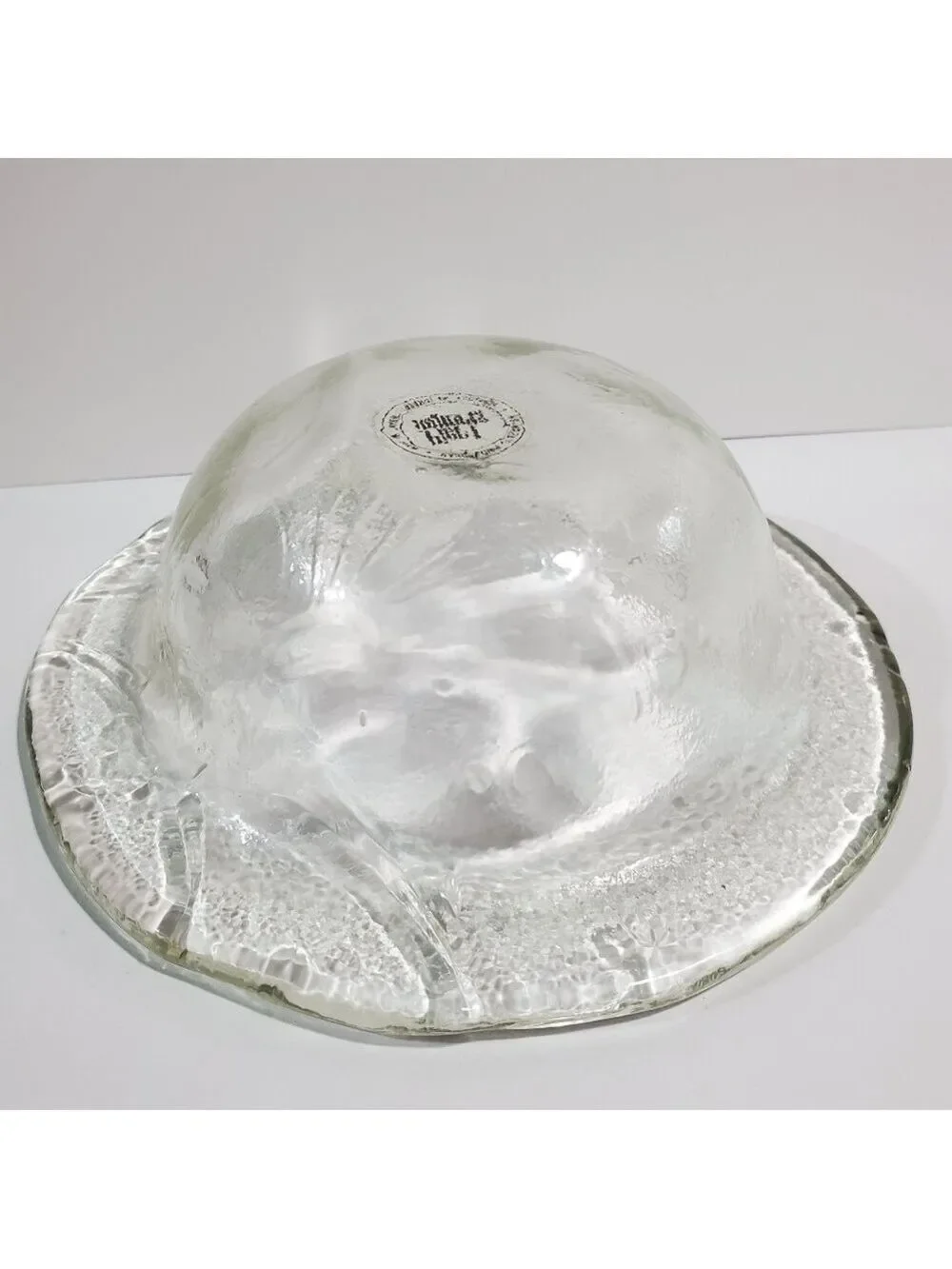 Pier1 Imports Handblown Glassware floral embossed cabbage leaf bowl